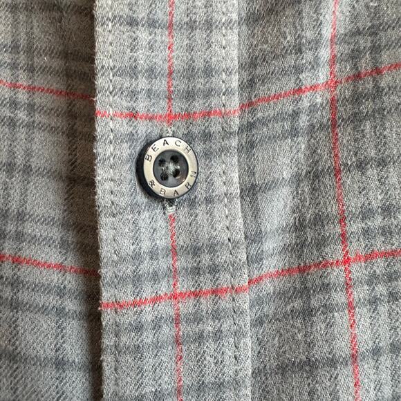 Beach & Barn Casual Long Sleeve Button Down Plaid Shirt Gray Blue - Picture 3 of 10